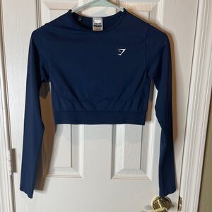 Gymshark Blue Fitted Long Sleeve Crop Athletic Top (LIKE NEW)